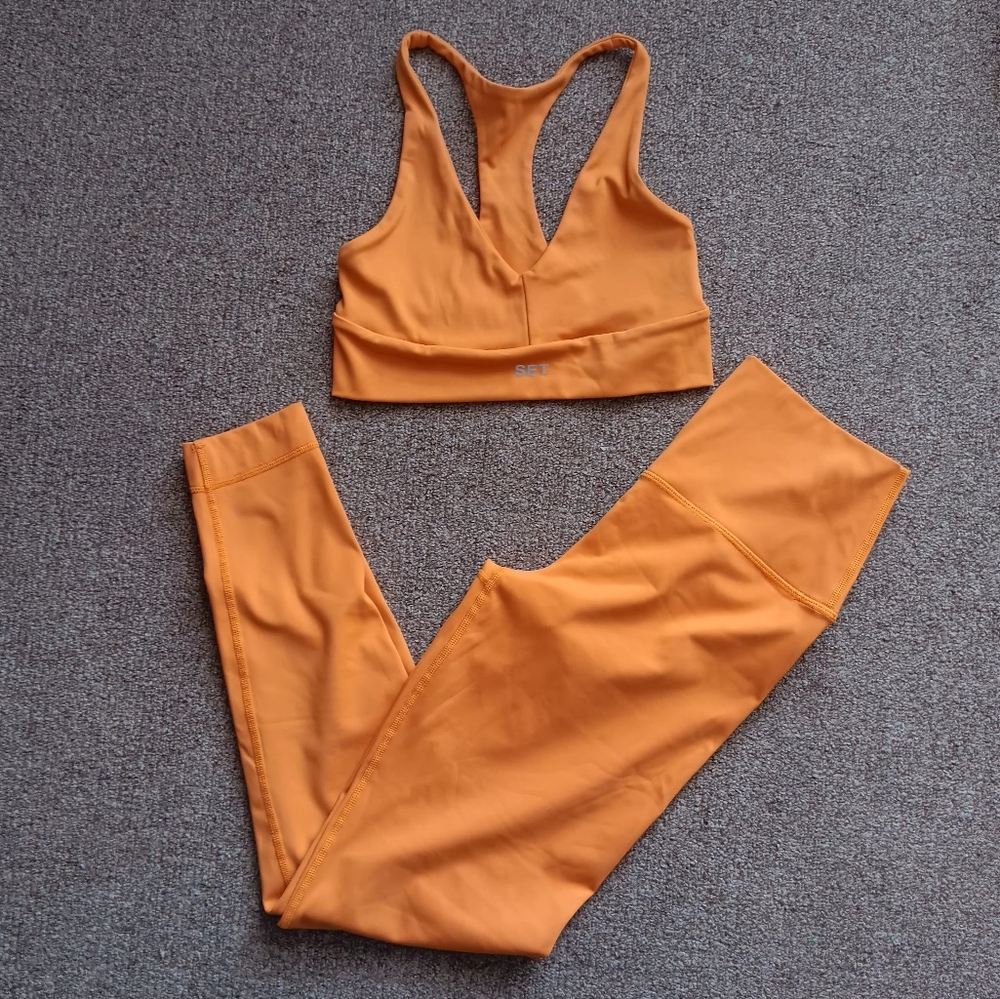 SET Active Orange Sports Bra and Leggings Set